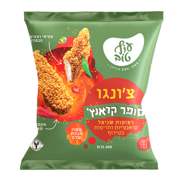 רצועות סופר קראנץ חריף עוף טוב צ'ונגו 60 - מידע תזונתי
