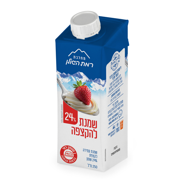 שמנת להקצפה 24% מחלבות רמת הגולן 250 מ"ל