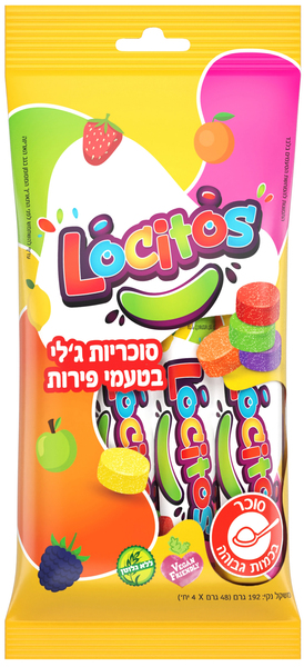 לוקיטוס ג'לי בטעמי פירות רביעייה 192 גרם - מידע תזונתי