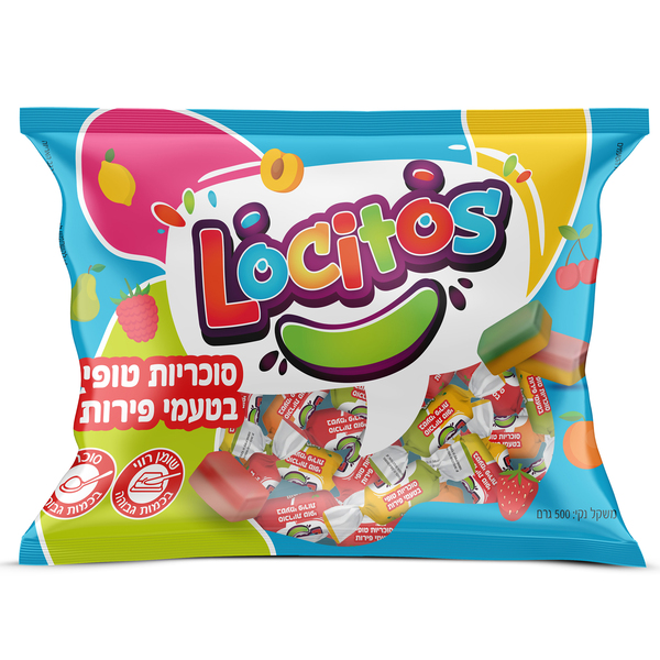 לוקיטוס טופי בטעמי פירות 2 צבעים 500 גרם