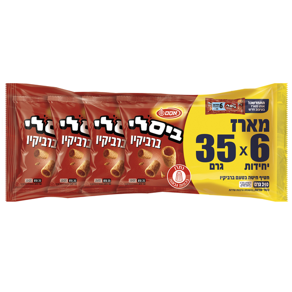 ביסלי חטיף חיטה בטעם ברביקיו אסם 6 * 35 גרם