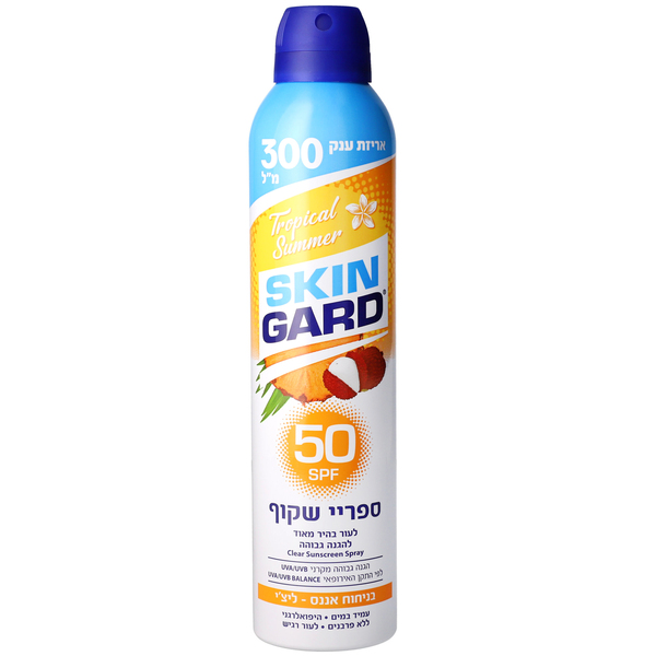 ‫סקין גארד ספריי שקוף ניחוח אננס ליצי' SPF50