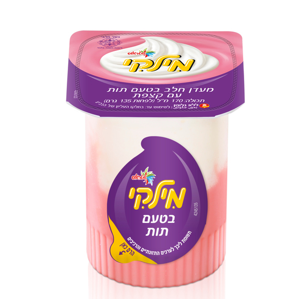 מעדן מילקי בטעם תות עם קצפת