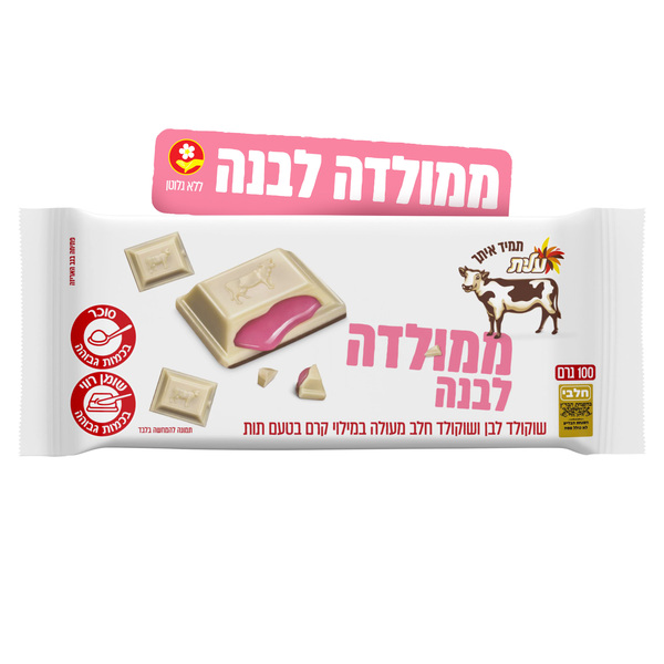 ממולדה שוקולד לבן ושוקולד חלב במילוי קרם בטעם תות