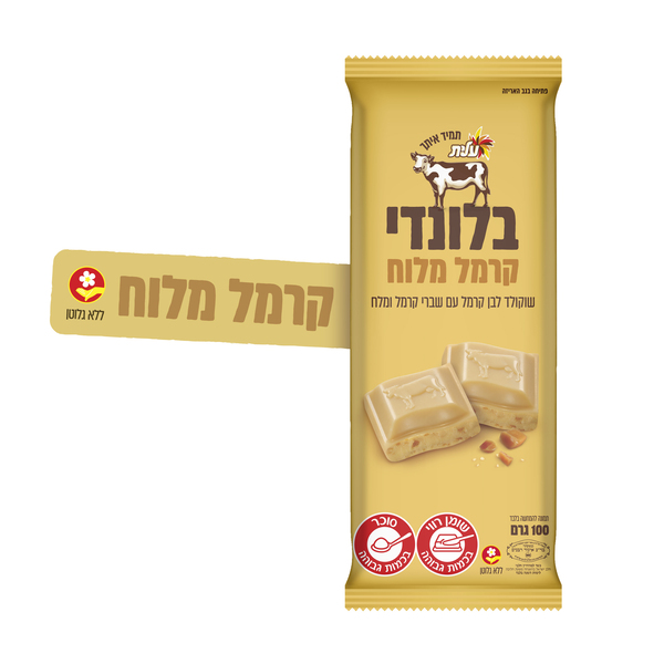 טבלאות שוקולד בלונדי קרמל ומלח 100 גר