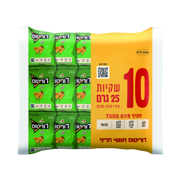 מארז דוריטוס חמוץ חריף  10*25 גרם - מידע תזונתי