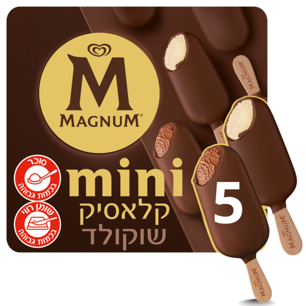 מאגדת גלידה מיני מגנום וניל שוקולד 5 יח שטראוס.