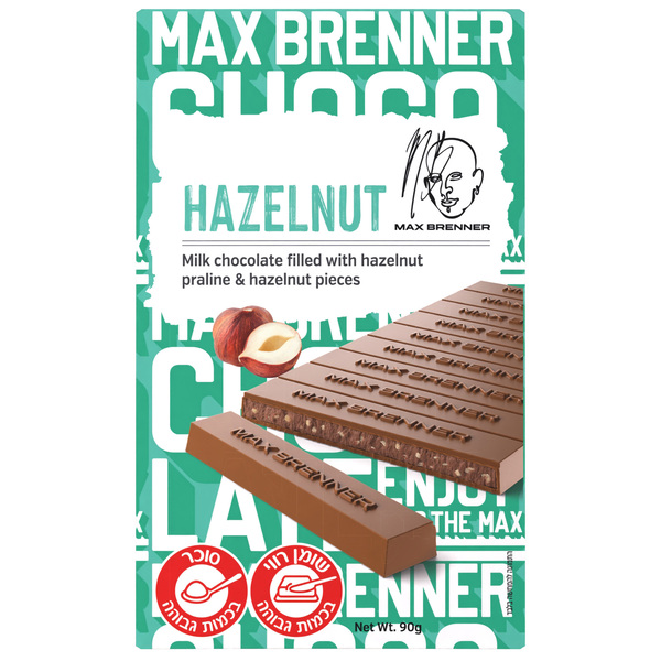 מקס ברנר טבלת שוקולד חלב ואגוזי לוז 90 ג