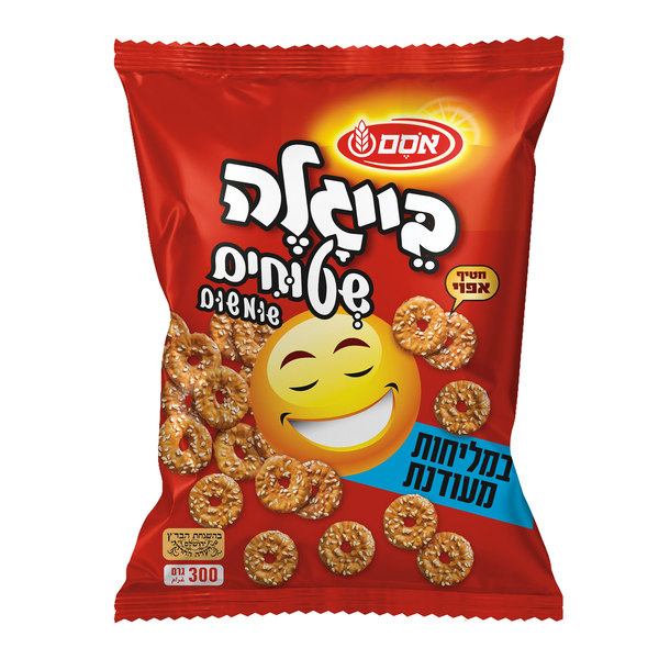 בייגלה שטוחים שומשום מליחות מעודנת אסם 300 גרם