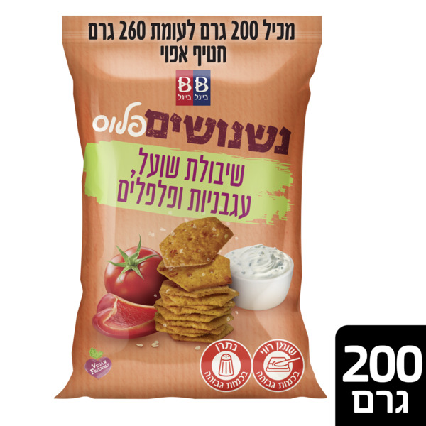 נשנושים פלוס חטיף עם עגבניות ופלפלים 200 גרם