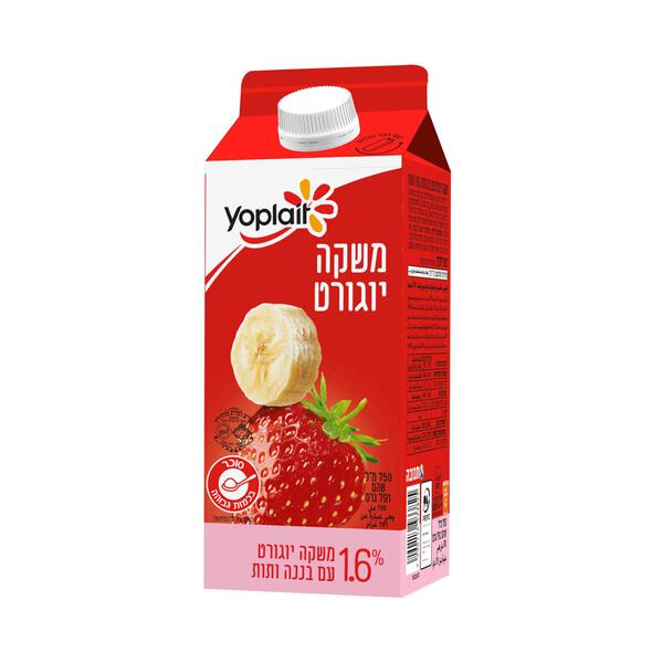 משקה יופלה בקרטון בננה ותות 1.6% 750 מ"ל