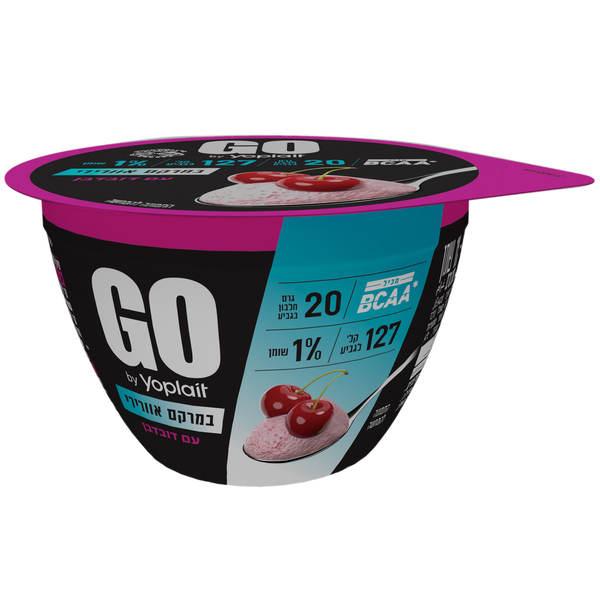 יוגורט GO במרקם אוורירי עם דובדבן, 20 גרם חלבון