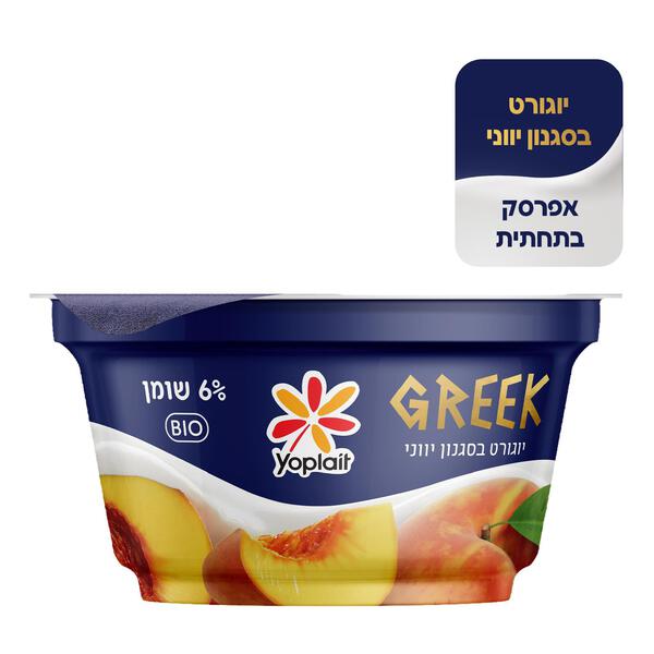 יופלה יוגורט בסגנון יווני עם אפרסק בתחתית 6% שומן, 140 גרם
