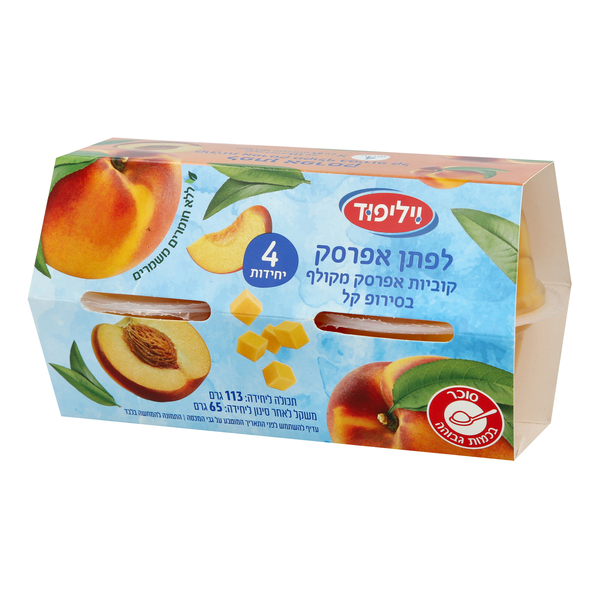 רביעיית לפתן אפרסק בסירופ קל 113 ג' ויליפוד