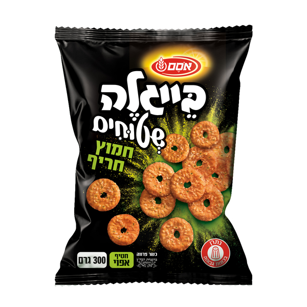 אסם בייגלה שטוחים בטעם חמוץ חריף 12*300ג