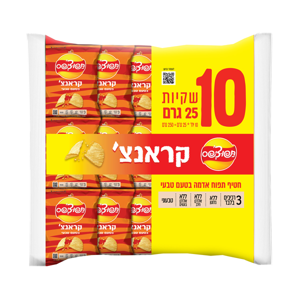 מארז תפוצ'יפס קראנצ' טבעי מארז 10*25 גרם