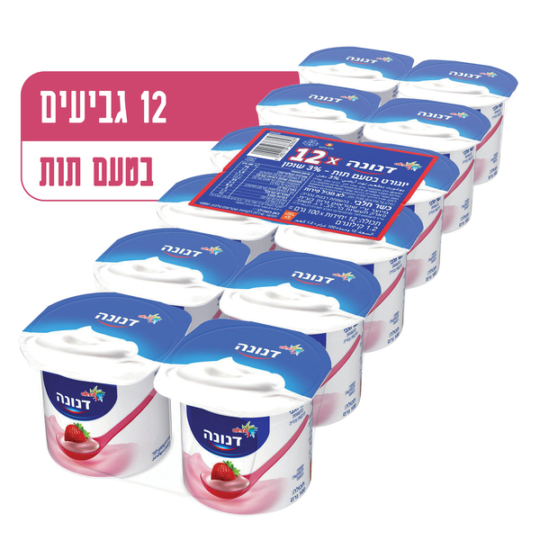 יוגורט בטעם תות שרינק 12 יח'*100 מ"ל דנונה