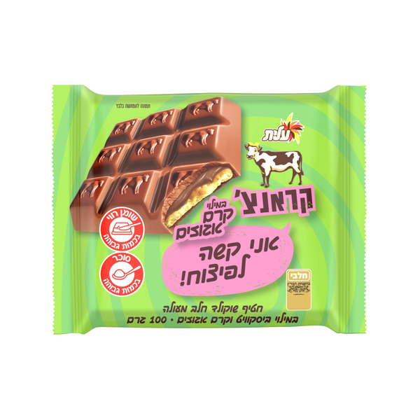 ביסקוויט שוקולד פרה קראנצ' אגוזים 100 גרם