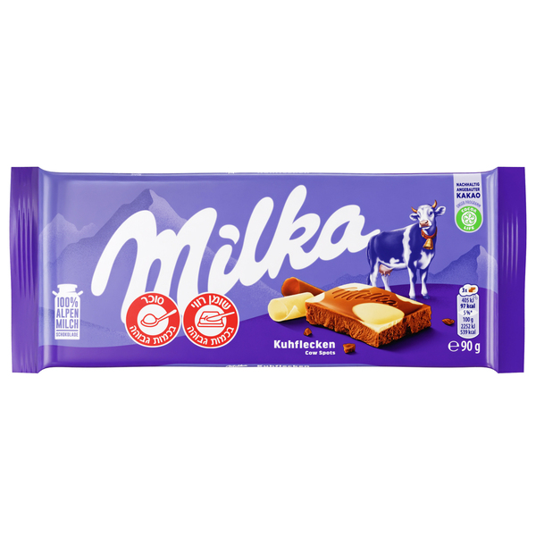 שוקולד מילקה טבלת חום לבן קאו 100ג'