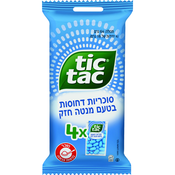 רביעיה סוכריות בטעם מנטה חזק 4 * 16 ג' טחק טק