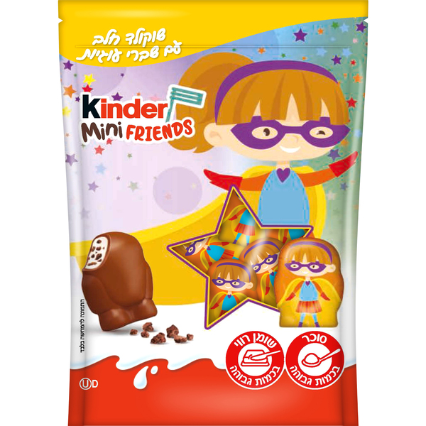 קינדר שוקולד חלב MIN מיני FRIANDS 128 גרם עם שברי עוגיות