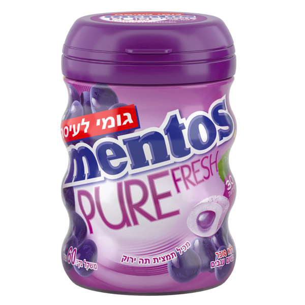 מנטוס - בקבוקון פיור פרש בטעם ענבים 60 גרם לל"ס