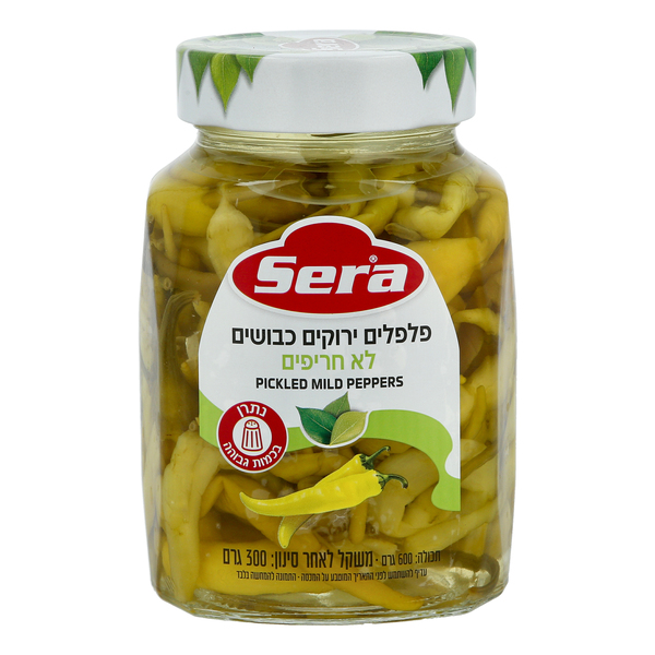 פלפלים ירוקים כבושים לא חריפים סרה ויליפוד 600 גרם