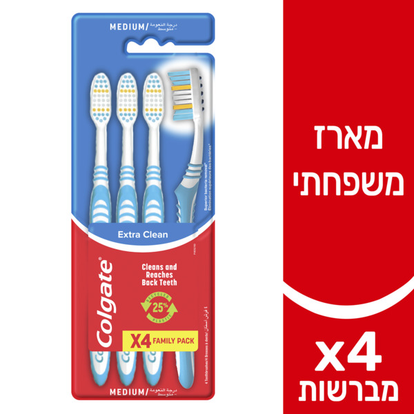 רבעיית מברשות שיניים קולגייט אקסטרה קלין