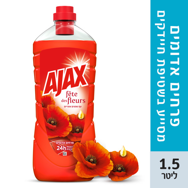 נוזל לניקוי כללי ורצפות בניחוח פרחים אדומים 1.5 ל' אגקס