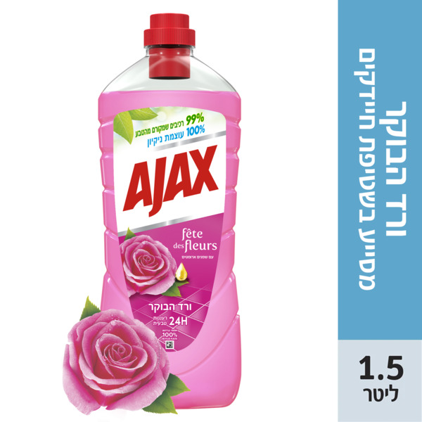 נוזל לניקוי כללי ורצפות בניחוח פרחי ורדים 1.5 ל' אגקס