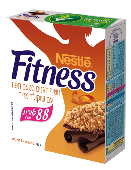 פיטנס חטיף דגנים בטעם תפוז עם שוקולד מריר 6 יחידות