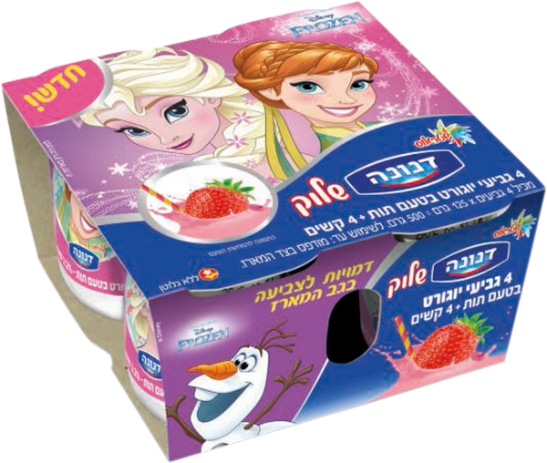 דנונה שלוק יוגורט בטעם תות עם קשים 4 יח'