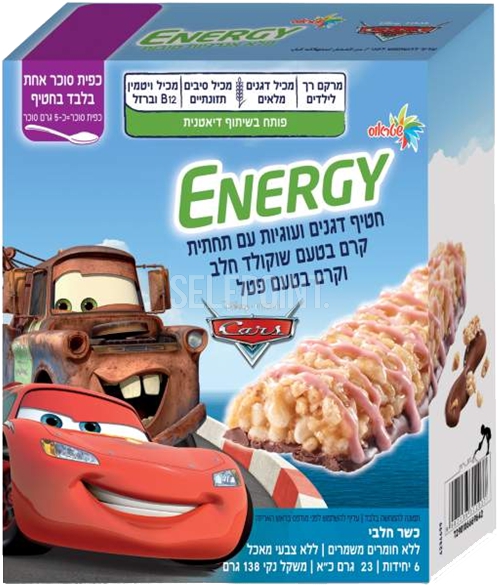 אנרג'י חטיף דגנים ועוגיות עם קרם בטעם שוקולד ופטל 6 יח'