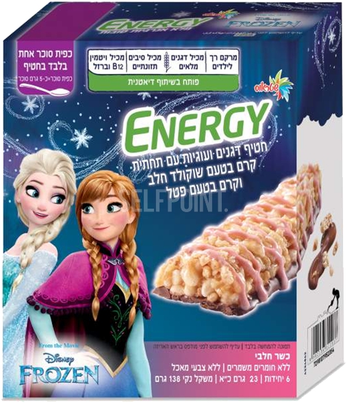 אנרג'י חטיף דגנים ועוגיות עם קרם בטעם שוקולד ופטל 6 יח'
