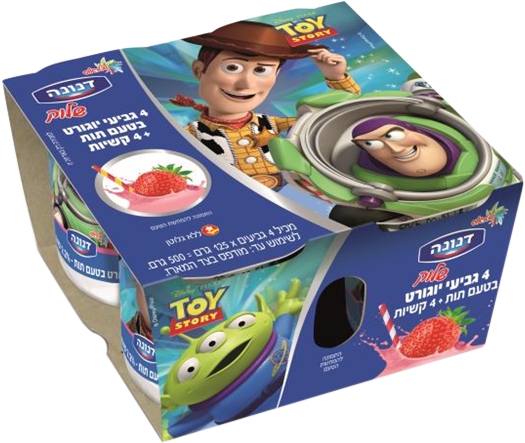 דנונה שלוק יוגורט בטעם תות עם קשים 4 יח'