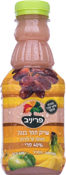 שייק תמר בננה 40% פרי פחות 40% סוכר מוסף