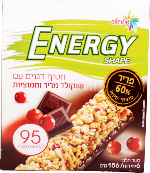 חטיף דגנים עם שוקולד מריר וחמוציות 6 יחידות