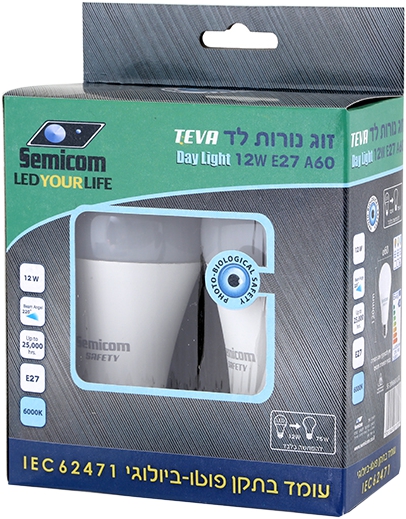 נורת לד  12W E27 A60 אור יום