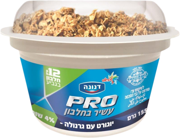 פרו יוגורט עם גרנולה עשיר בחלבון 4%