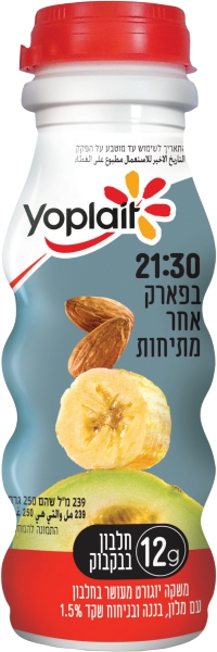 משקה יוגורט בטעם מילון בננה שקדים מעושר בחלבון 1.5%