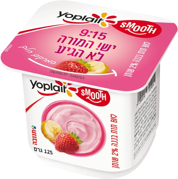 יוגורט במרקם חלק עם תות בננה 2%