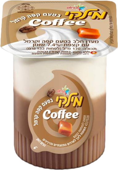 מעדן מילקי בטעם קפה וקרמל עם קצפת 7.4%