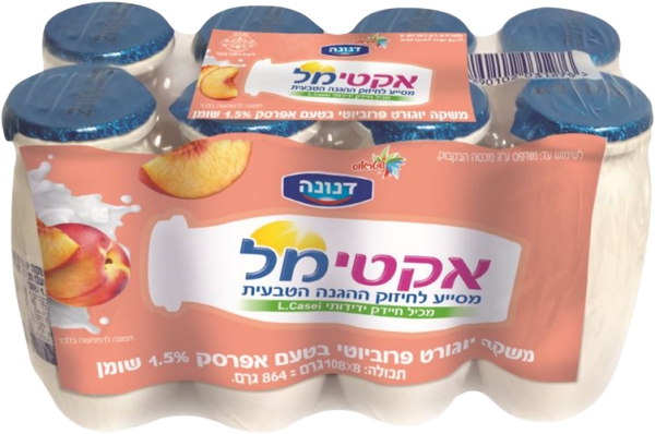אקטימל משקה יוגורט פרוביוטי בטעם אפרסק 1.5%