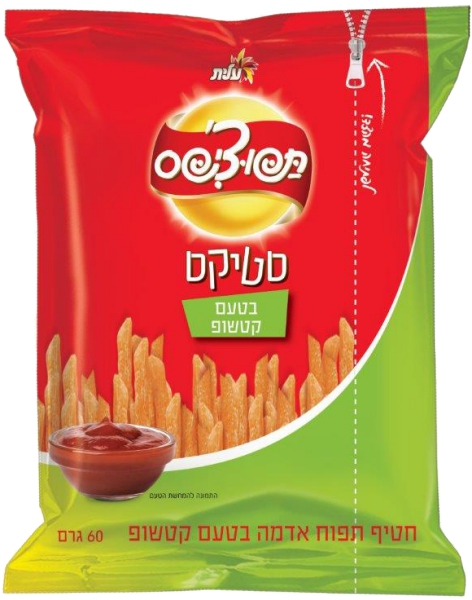 תפוציפס סטיקס בטעם קטשופ 60גר עלית