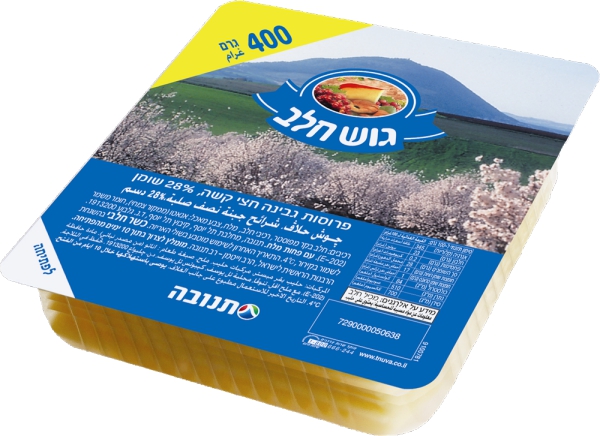 גוש חלב גבינה צהובה פרוסות 28%