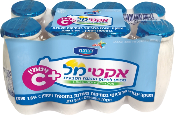 אקטימל משקה יוגורט במתיקות מעודנת + ויטמין C