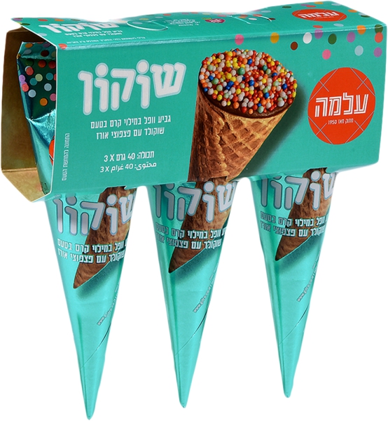 גביע וופל שוקון עלמה וקרם ופצפצוי שוקו' מארז 40X3ג'
