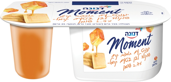 מומנט יוגורט עם תוספת קרם שוקולד לבן בטעם קרמל 2.7%
