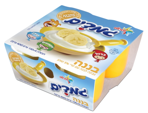 גמדים בננה גבעי גבינה עם פרי 5% 4 יחידות