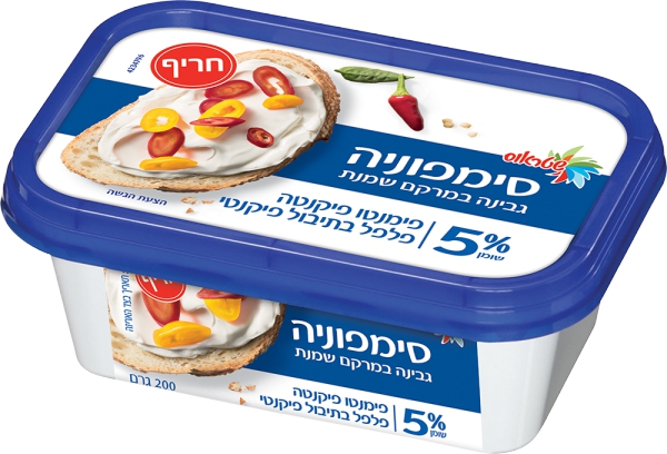 סימפוניה גבינה במרקם שמנת פימנטו פיקנטה פלפל בתיבול פיקנטי 5%